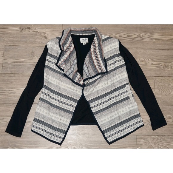 Lucky Brand Jackets & Blazers - Lucky Lotus Lucky Brand Jacket Womens M Blue Printed Open Front Shawl Collar
